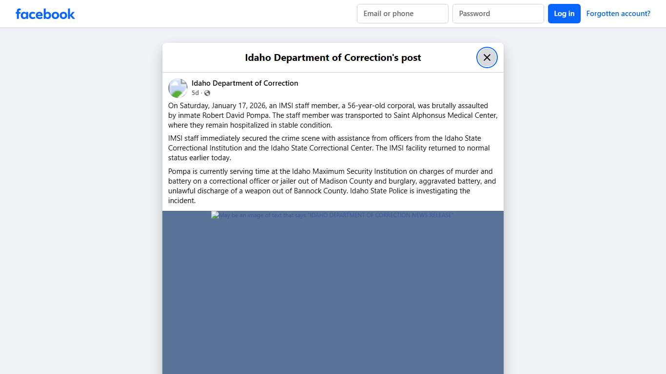 On Saturday, January 17,... - Idaho Department of Correction Facebook